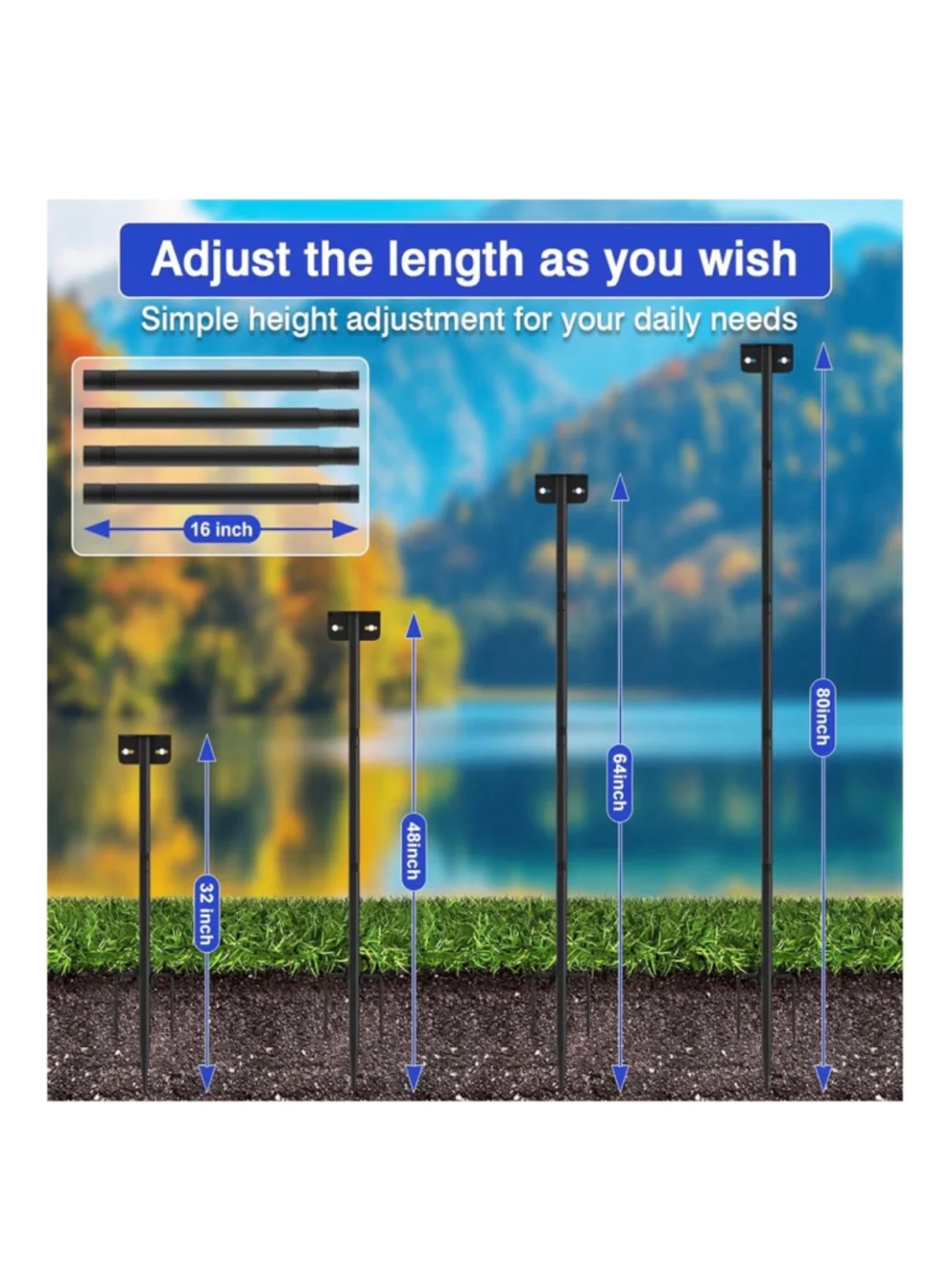 NEW 80” Adjustable Exterior Bird Feeder Pole House Pole Heavy-Duty Rustproof
